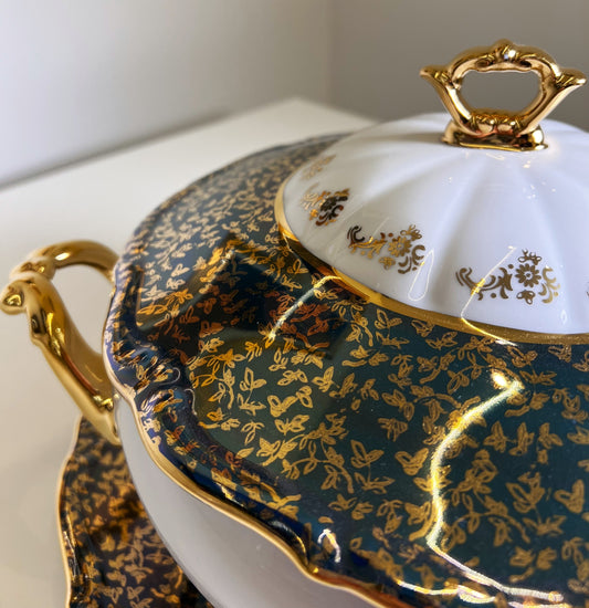 Dinner set ''Green leaves''