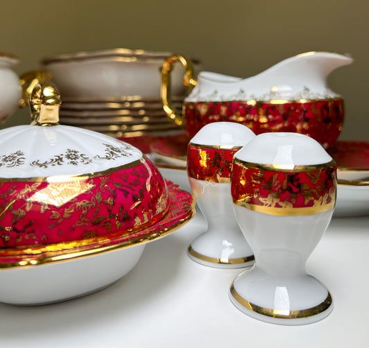 Dinner set ''Purple leaves''